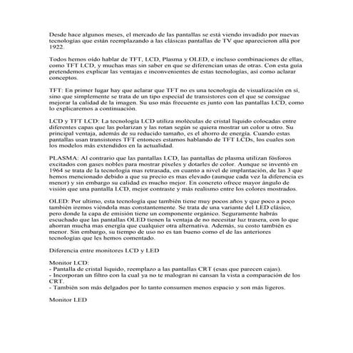 Monitores tipos y diferencias