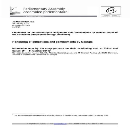 Honouring of obligations and commitments by Georgia, 26.01.12