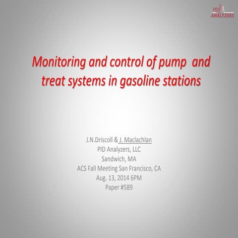Monitoring and control of pump and treat systems in gasoline stations