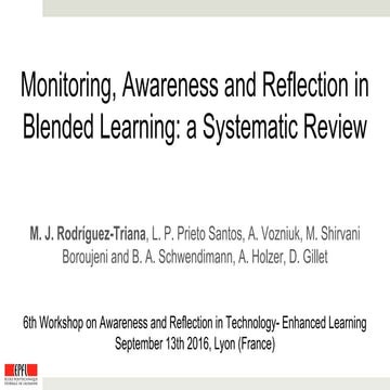 Monitoring, awareness and reflection in blended learning