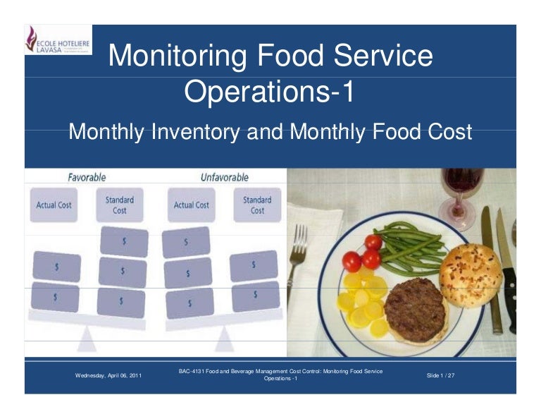 Monitoring food service operations 1