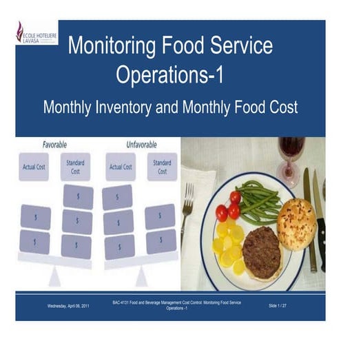 Monitoring food service operations 1