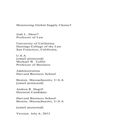 Monitoring Global Supply Chains†   Jodi L. Short Prof.docx