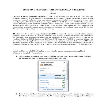 Monitoring Protokol ICMP (ping) dengan Wireshark