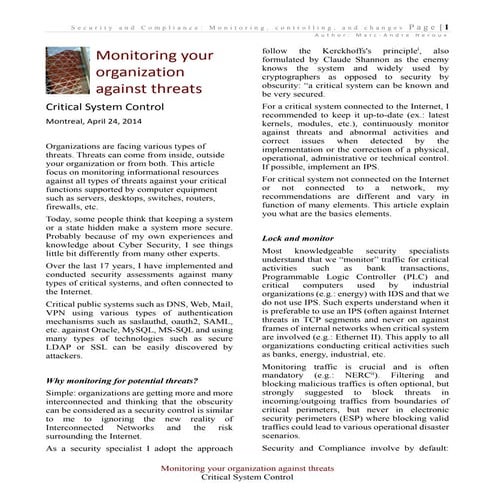 Monitoring your organization against threats - Critical System Control