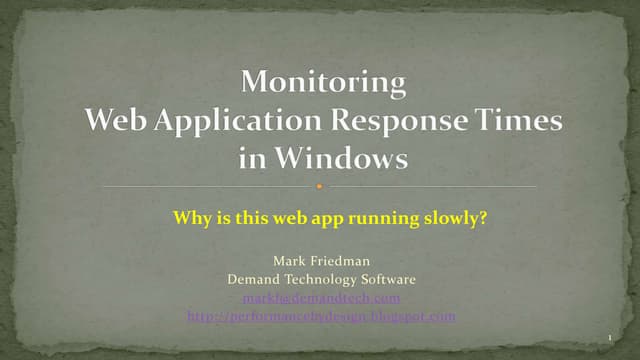 Monitoring web application response times, a new approach