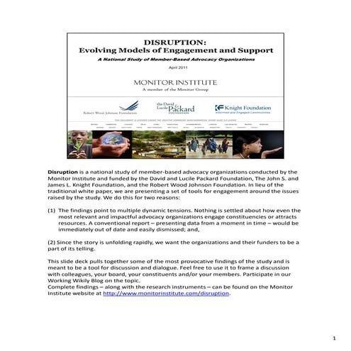 DISRUPTION: Evolving Models of Engagement and Support