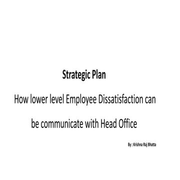 Strategic Plan How lower level Employee Dissatisfaction can be communicate with Head Office