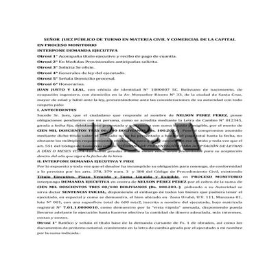 Modelo de Demanda Ejecutiva (Monitorio ley 439)