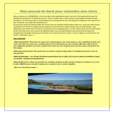 Mon journal de bord pour atteindre mes rêves