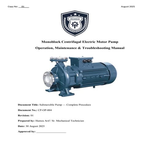 Submersible Pump Operation, Maintenance & Troubleshooting Manual | PDF
