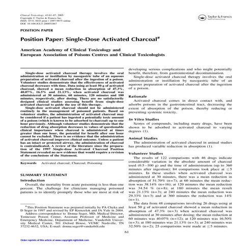 Carbon activado dosis unica