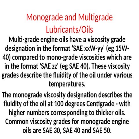 Monograde and Multigrade  Lubricants.ppt