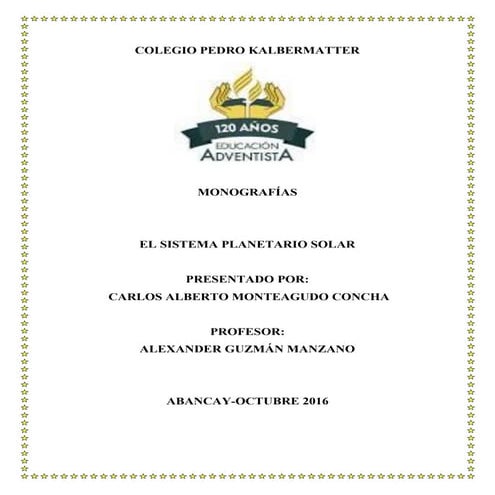 Monografía del sistema planetario solar :)