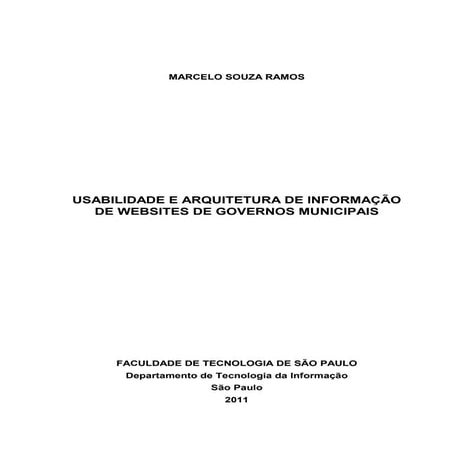 Usabilidade e Arquitetura de Informação de Websites de Governos Municipais