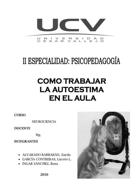 Como trabajar la autoestima