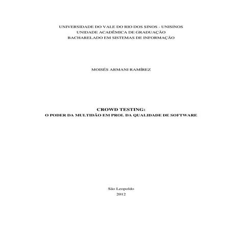 Monografia sobre crowdsourcing + crowd testing + processo de teste de software