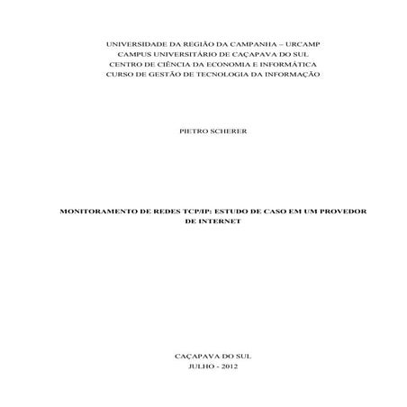 Monitoramento de Redes TCP/IP - Monografia