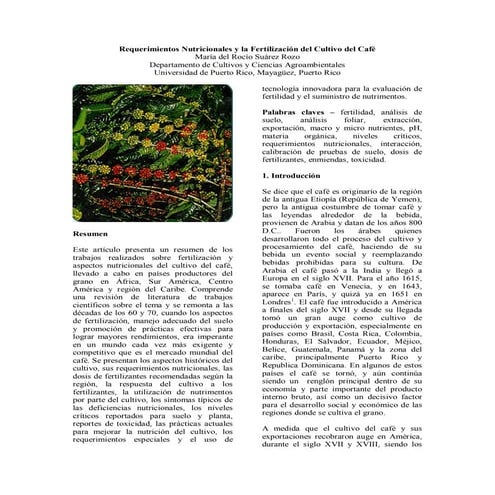 Monografia sobre fertilizacion del cultivo de cafe