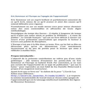 Zemmour respectez notre Europe!