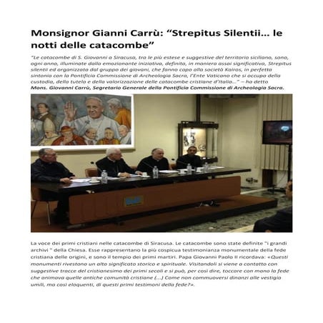 Monsignor gianni carrù “strepitus silentii… le notti delle catacombe”