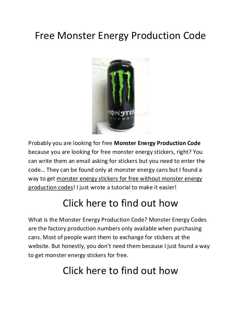 Monster Energy Production Code