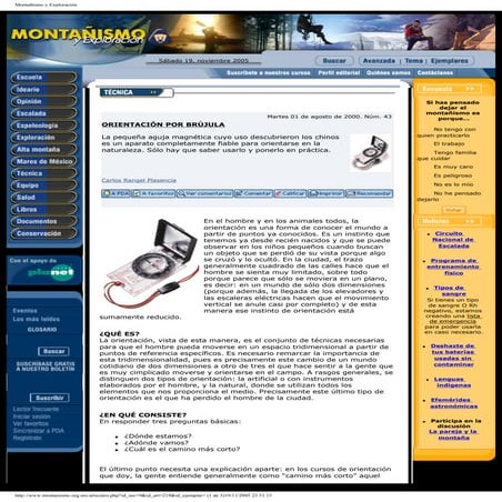 Montañismo y exploración orientacion con brujula