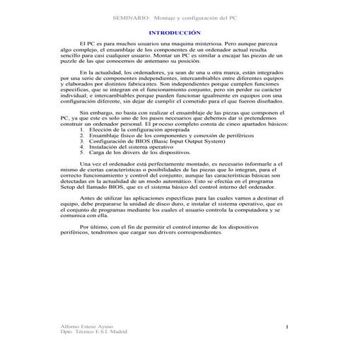 Montaje y configuracion del pc