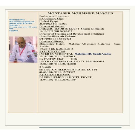 Chef Montaser Masoud c v
