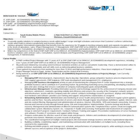 Montaser Yousuf PMP IT ERP SAP JDE Feb 2012