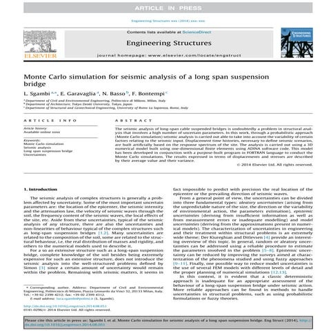 Monte Carlo simulation for seismic analysis of a long span suspension bridge