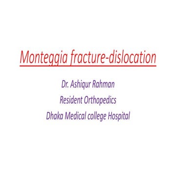 Monteggia fracture dislocation
