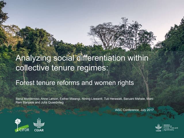 Analyzing social differentiation within collective tenure regimes: Forest tenure reforms and women’s rights 