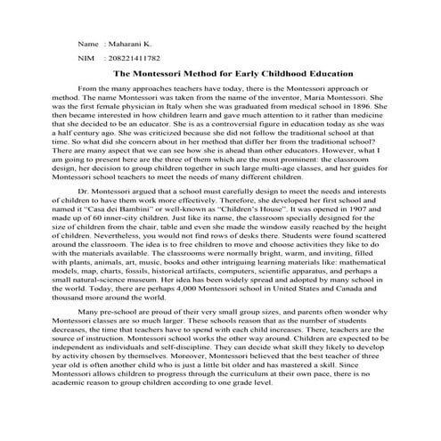 Montessori School-- Home for Children