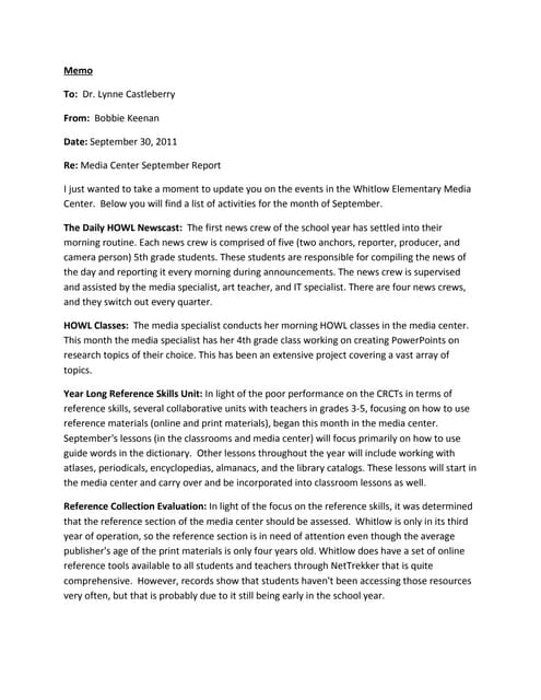 Monthly media center report