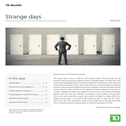 Monthly Perspectives - Strange Days - May 2016
