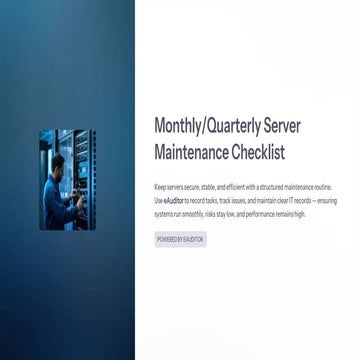 Monthly/Quarterly Server Maintenance Checklist with eAuditor Audits and ...