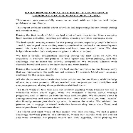MONTHLY REPORT OF Ghana LIBRARY FOR THE MONTH OF JULY.pdf
