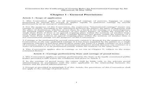 Montreal Convention (Convention for the Unification of Certain Rules for Inte...