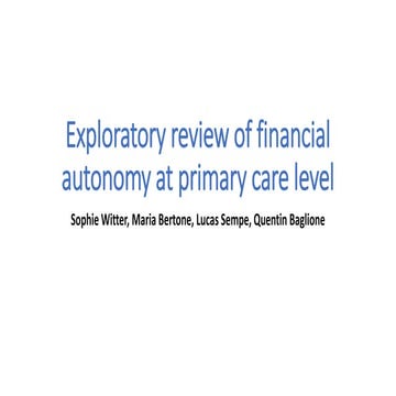 Exploratory review of financial autonomy at primary care level
