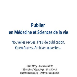 Publier en Medecine et Science de l...