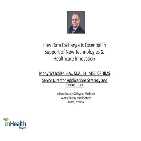mHealth Israel_Mony Weschler_Montefiore_How Data Exchange Is Essential In Sup...