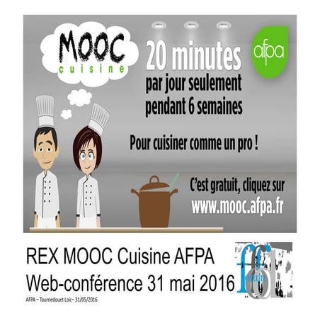 Retour d'expérience : Mooc cuisine AFPA