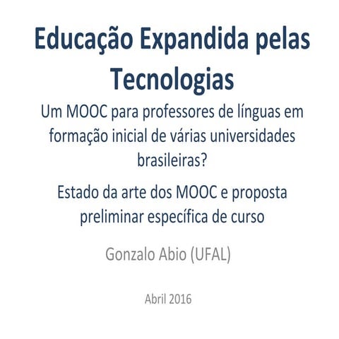 Mooc - Estado da arte e proposta - Gonzalo 2016 vers1