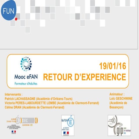 Mooc eFAN FA REX - web-conférence du 19/01/2016
