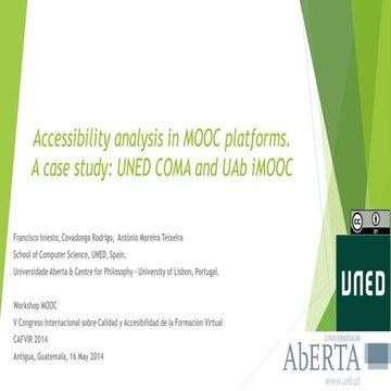 Accessibility analysis in MOOC platforms. A case study: UNED COMA and UAb iMOOC