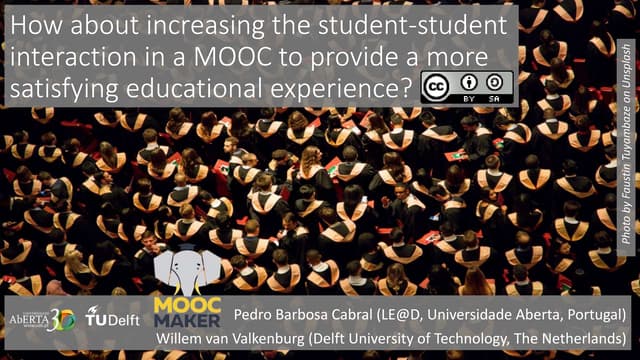 How about increasing the student-student interaction in a MOOC to provide a m...