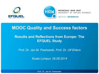 Quality and Success Factors of MOOCs