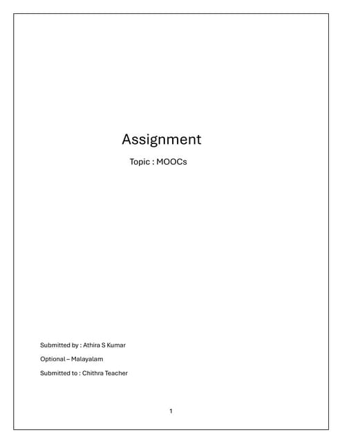 MOOC'S - Massive Open Online Courses -online assignment