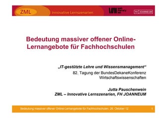 Bedeutung massiver offener Online-Lernangebote für Fachhochschulen